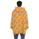 Polka Dot Dragonfly Pattern Print Hoodie Blanket