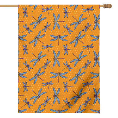 Polka Dot Dragonfly Pattern Print House Flag