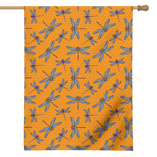 Polka Dot Dragonfly Pattern Print House Flag