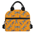 Polka Dot Dragonfly Pattern Print Insulated Lunch Bag