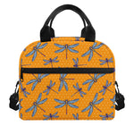 Polka Dot Dragonfly Pattern Print Insulated Lunch Bag