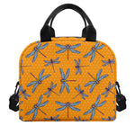 Polka Dot Dragonfly Pattern Print Insulated Lunch Bag