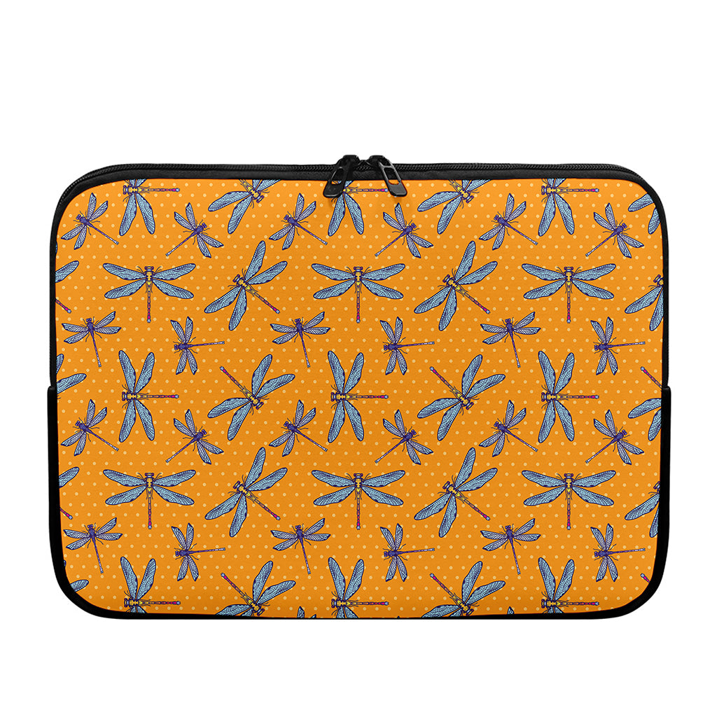 Polka Dot Dragonfly Pattern Print Laptop Sleeve