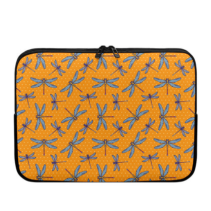 Polka Dot Dragonfly Pattern Print Laptop Sleeve