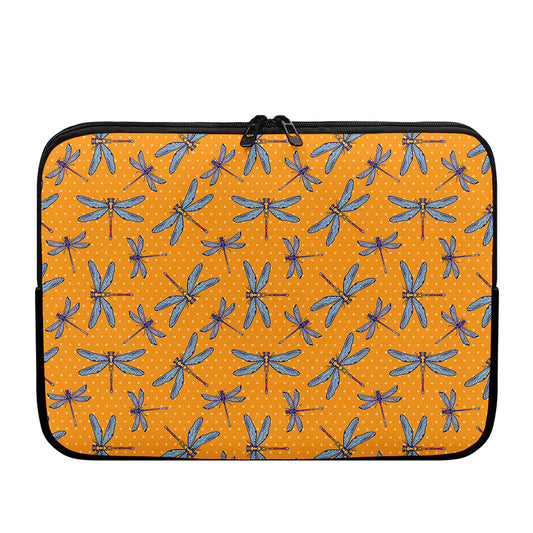 Polka Dot Dragonfly Pattern Print Laptop Sleeve