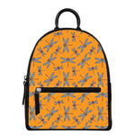 Polka Dot Dragonfly Pattern Print Leather Backpack