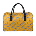 Polka Dot Dragonfly Pattern Print Leather Duffel Bag