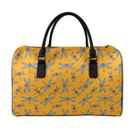 Polka Dot Dragonfly Pattern Print Leather Duffle Bag