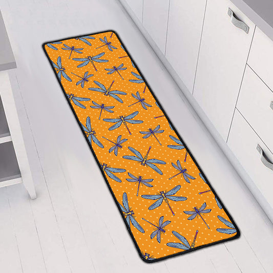 Polka Dot Dragonfly Pattern Print Long Kitchen Mat