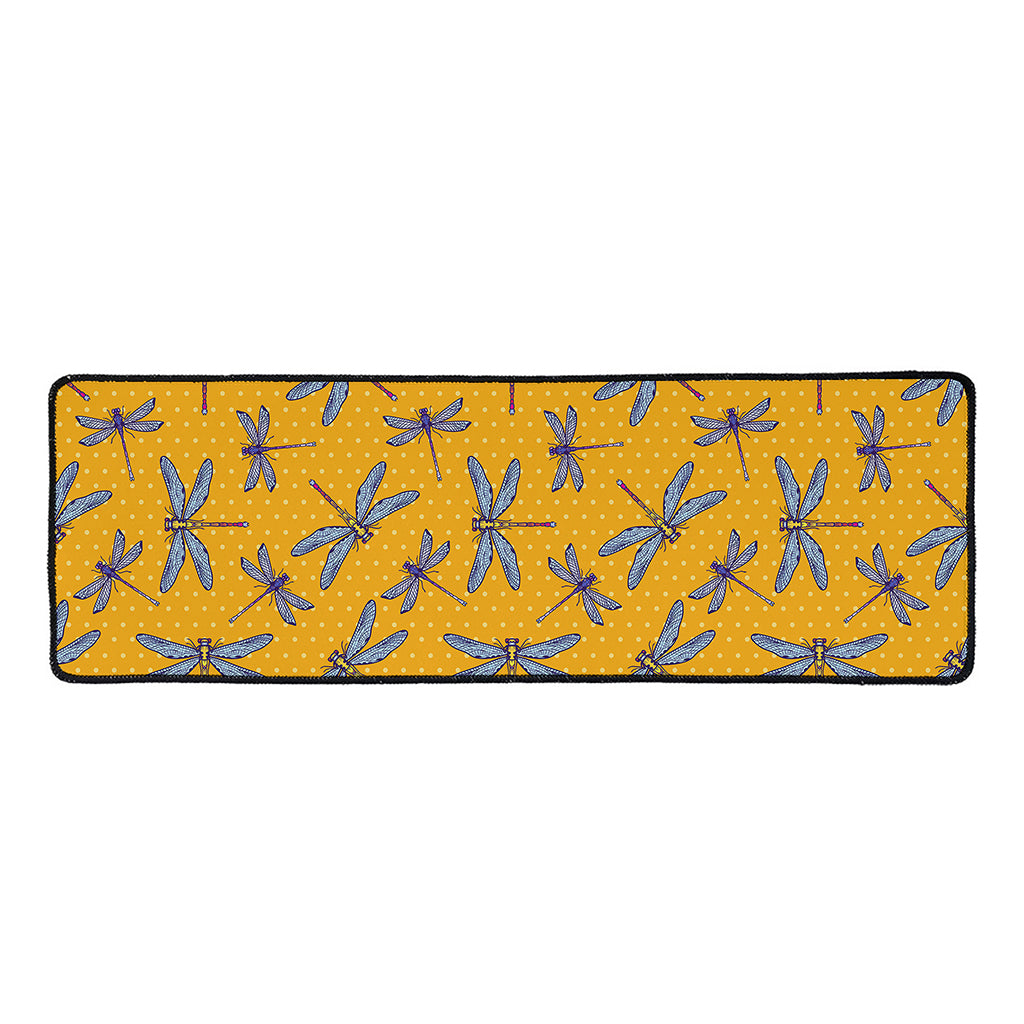 Polka Dot Dragonfly Pattern Print Long Kitchen Mat