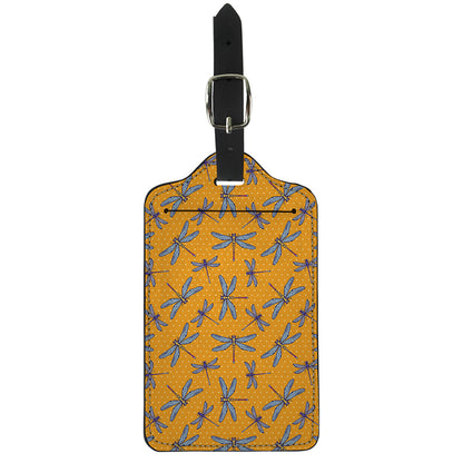 Polka Dot Dragonfly Pattern Print Luggage Tag