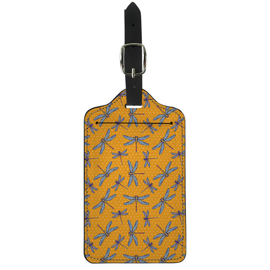 Polka Dot Dragonfly Pattern Print Luggage Tag