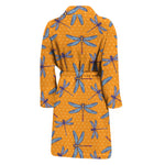 Polka Dot Dragonfly Pattern Print Men's Bathrobe