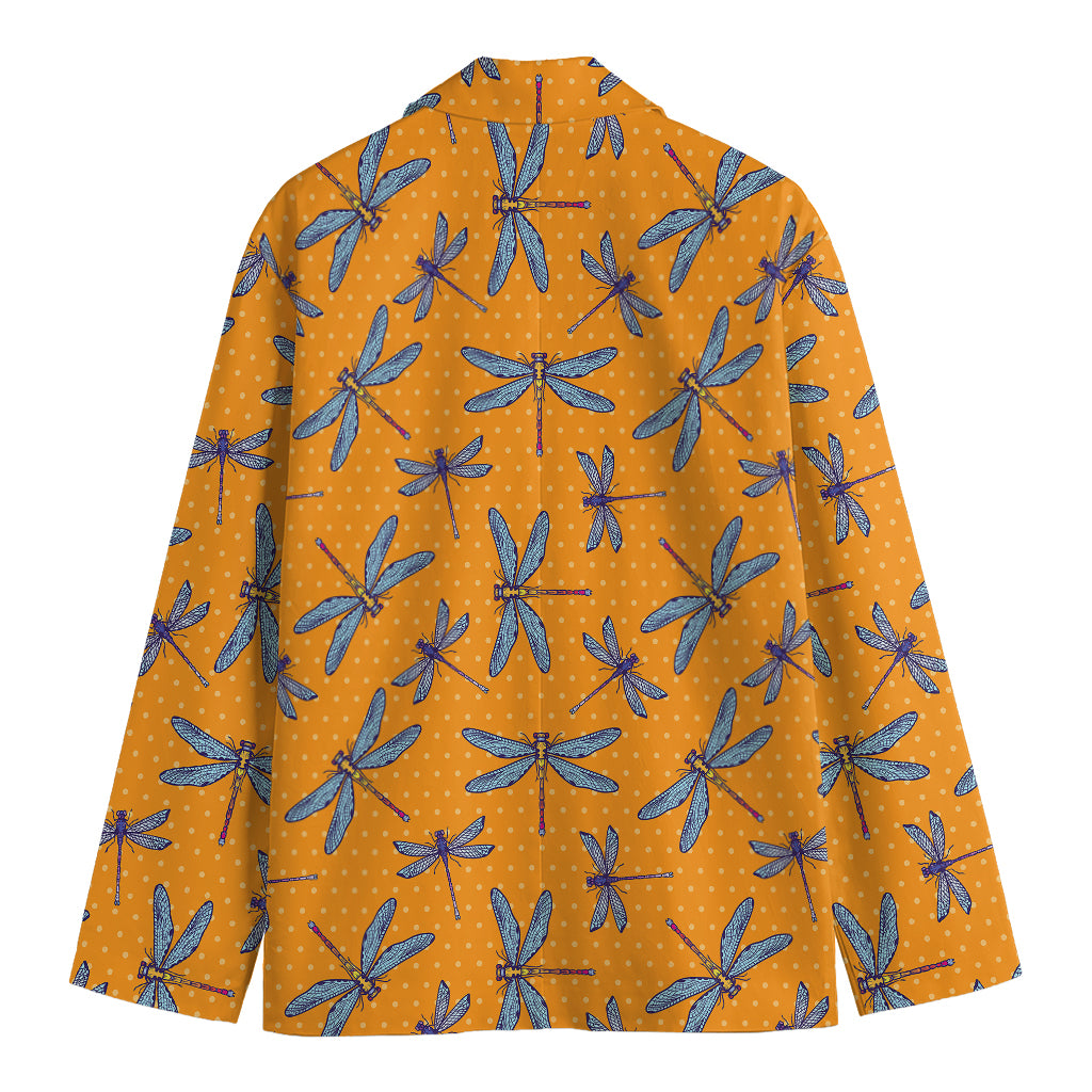 Polka Dot Dragonfly Pattern Print Men's Blazer