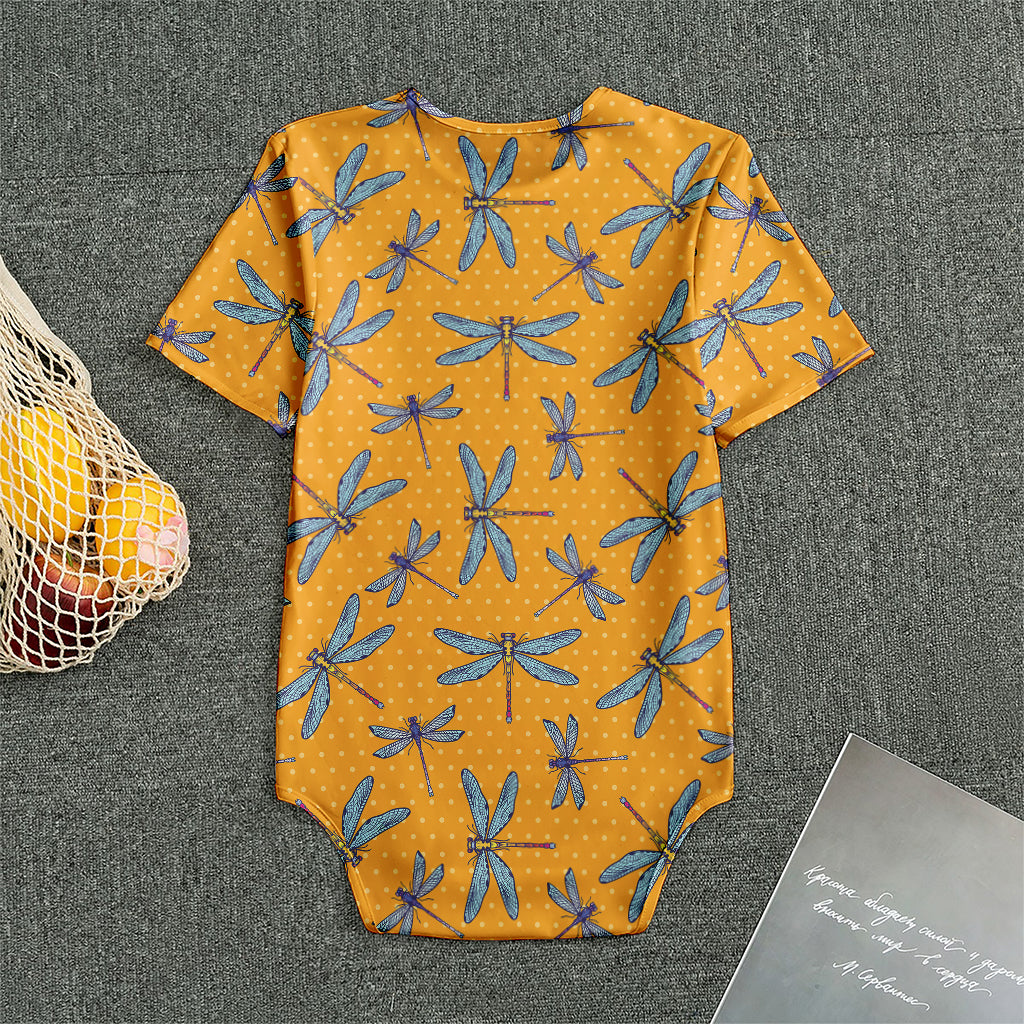 Polka Dot Dragonfly Pattern Print Men's Bodysuit