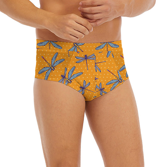 Polka Dot Dragonfly Pattern Print Men's Briefs