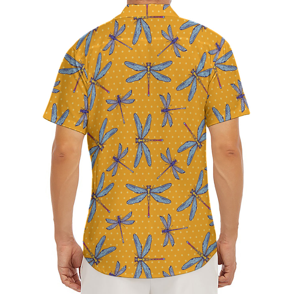 Polka Dot Dragonfly Pattern Print Men's Deep V-Neck Shirt