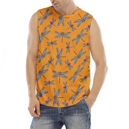 Polka Dot Dragonfly Pattern Print Men's Fitness Tank Top