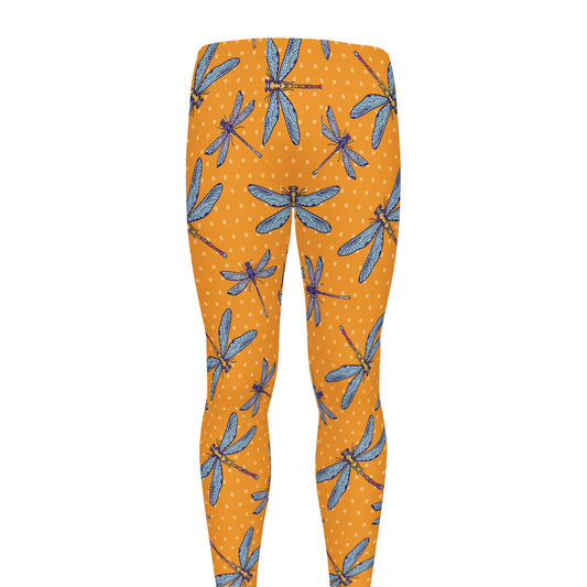 Polka Dot Dragonfly Pattern Print Men's leggings