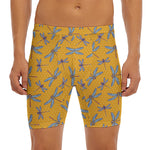Polka Dot Dragonfly Pattern Print Men's Long Boxer Briefs