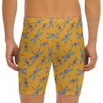 Polka Dot Dragonfly Pattern Print Men's Long Boxer Briefs