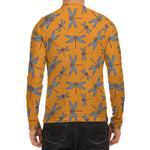 Polka Dot Dragonfly Pattern Print Men's Long Sleeve Rash Guard