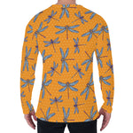 Polka Dot Dragonfly Pattern Print Men's Long Sleeve T-Shirt