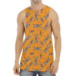 Polka Dot Dragonfly Pattern Print Men's Muscle Tank Top