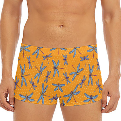 Polka Dot Dragonfly Pattern Print Men's Short Boxer Briefs