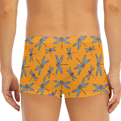 Polka Dot Dragonfly Pattern Print Men's Short Boxer Briefs