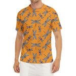 Polka Dot Dragonfly Pattern Print Men's Short Sleeve Rash Guard