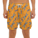 Polka Dot Dragonfly Pattern Print Men's Split Running Shorts