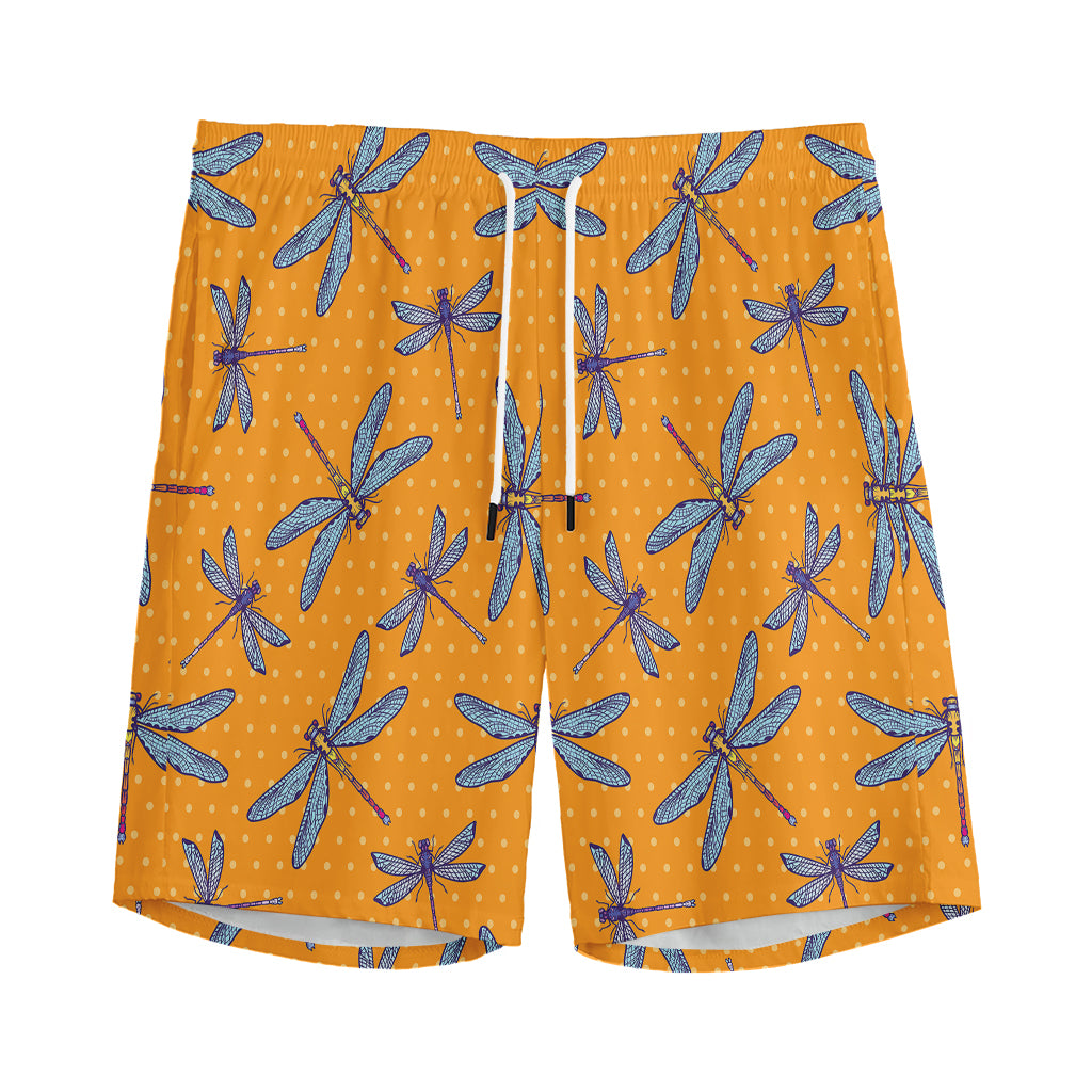 Polka Dot Dragonfly Pattern Print Men's Sports Shorts