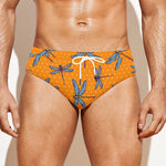 Polka Dot Dragonfly Pattern Print Men's Swim Briefs