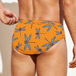 Polka Dot Dragonfly Pattern Print Men's Swim Briefs