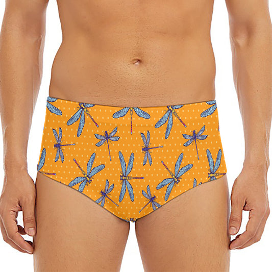 Polka Dot Dragonfly Pattern Print Men's Triangle Swim Briefs