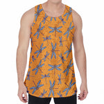 Polka Dot Dragonfly Pattern Print Men's Velvet Tank Top