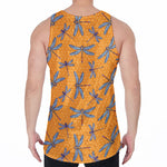 Polka Dot Dragonfly Pattern Print Men's Velvet Tank Top