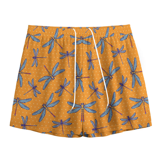 Polka Dot Dragonfly Pattern Print Mesh Shorts