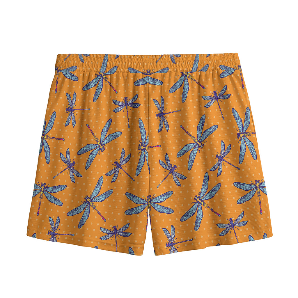 Polka Dot Dragonfly Pattern Print Mesh Shorts