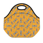 Polka Dot Dragonfly Pattern Print Neoprene Lunch Bag