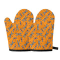 Polka Dot Dragonfly Pattern Print Oven Mitts