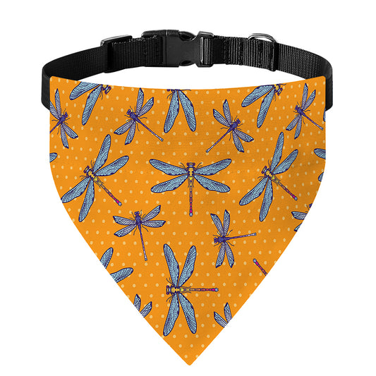 Polka Dot Dragonfly Pattern Print Over The Collar Dog Bandana
