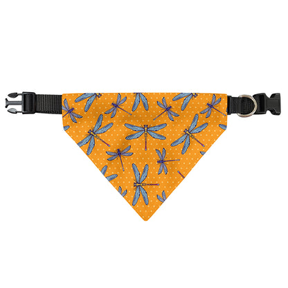 Polka Dot Dragonfly Pattern Print Over The Collar Dog Bandana