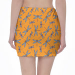Polka Dot Dragonfly Pattern Print Pencil Mini Skirt