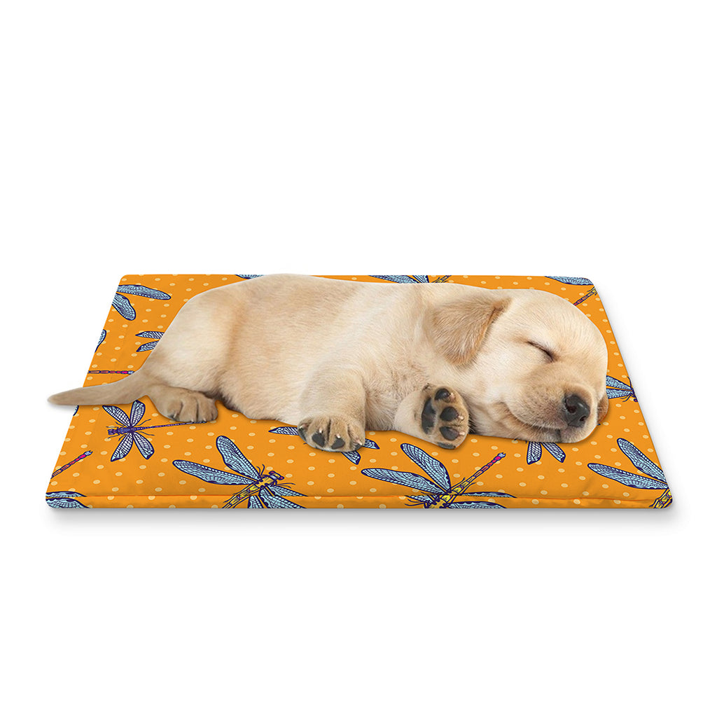 Polka Dot Dragonfly Pattern Print Pet Cooling Mat Cover