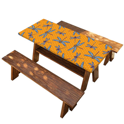 Polka Dot Dragonfly Pattern Print Picnic Table Cover