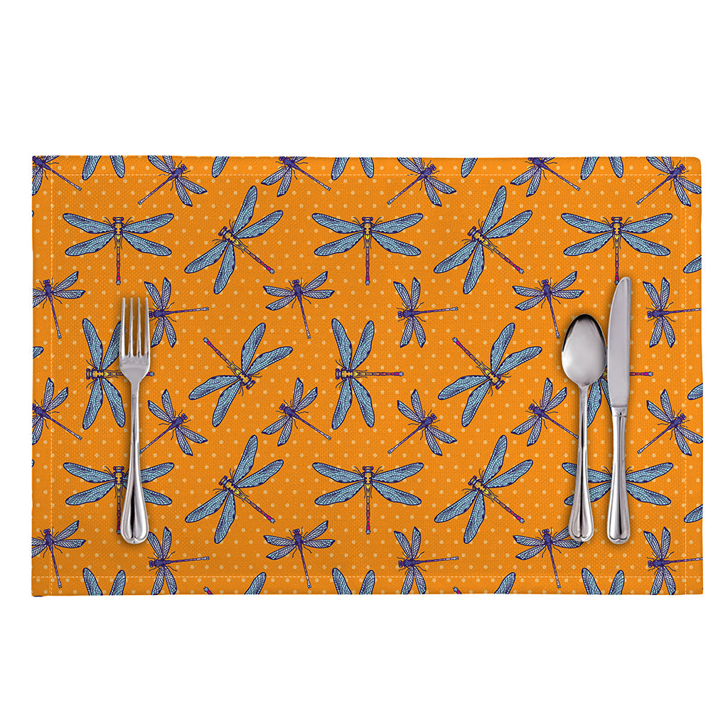 Polka Dot Dragonfly Pattern Print Placemat