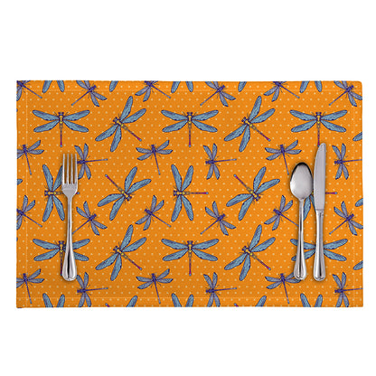 Polka Dot Dragonfly Pattern Print Placemat