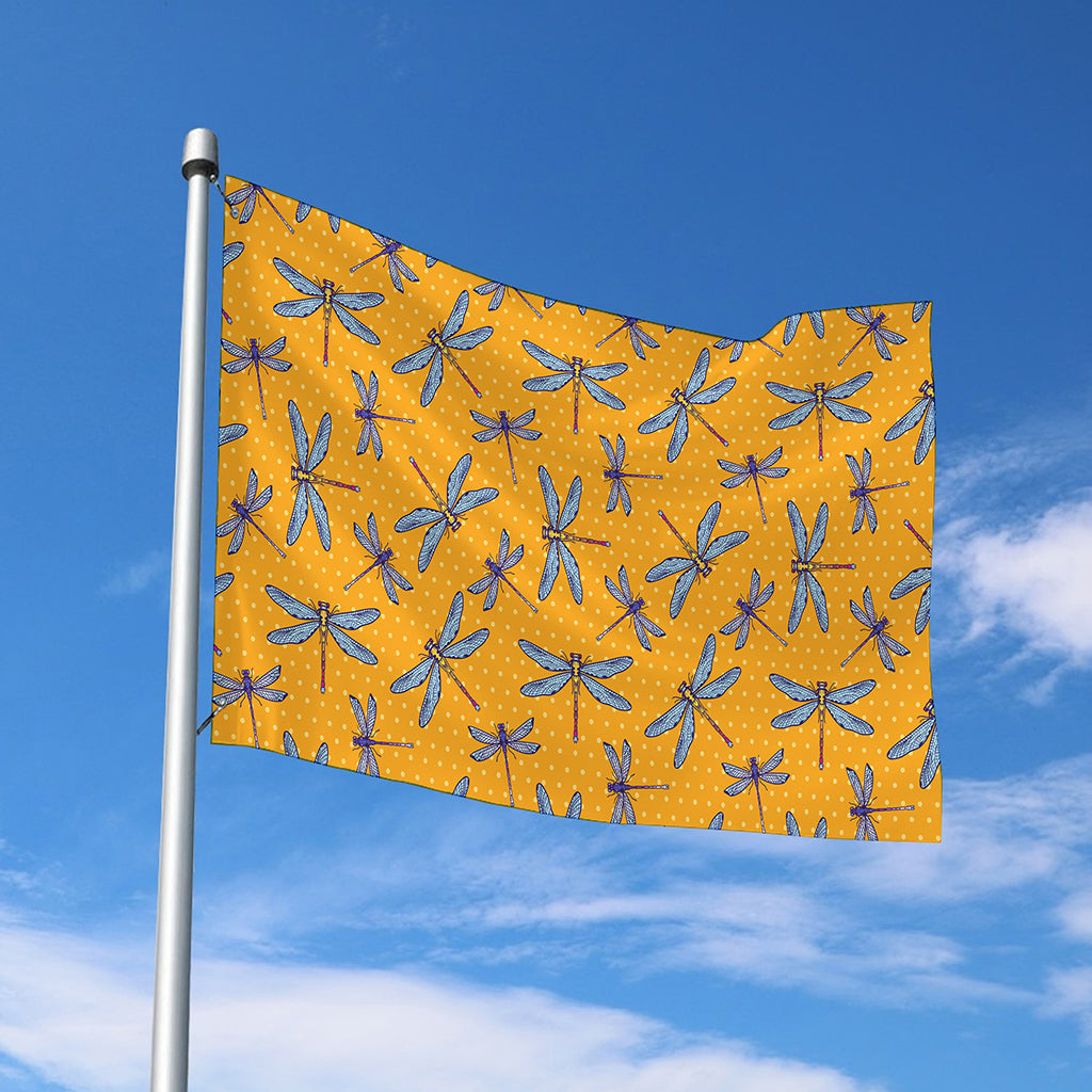 Polka Dot Dragonfly Pattern Print Polyester Flag